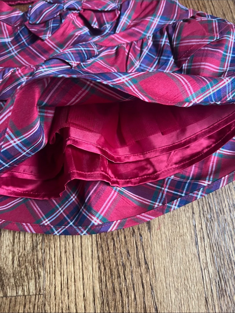 Gymboree Red Sweater & Red Plaid Bow Skirt Set